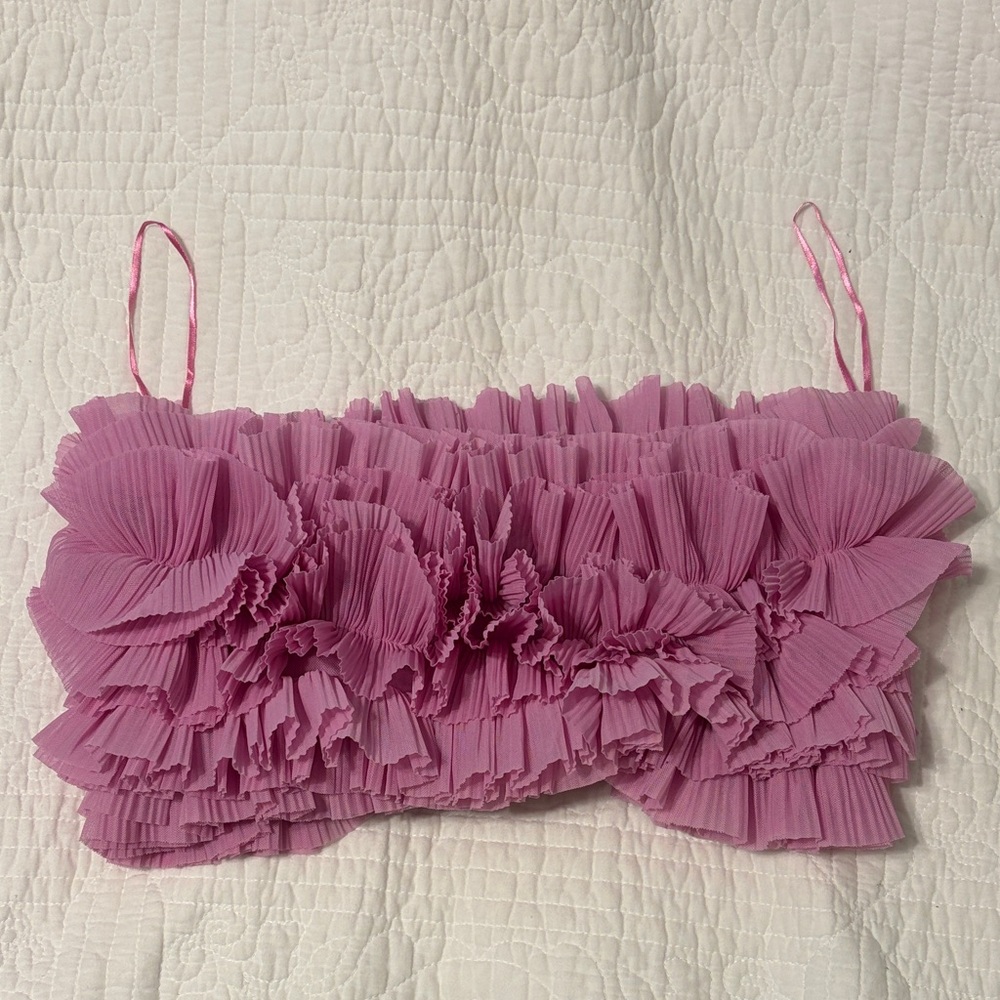 Zara Pink Ruffled Top - Picture 3 of 3